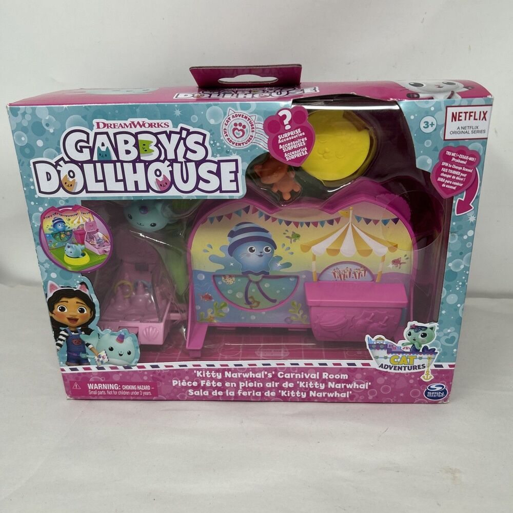 Gabby's Dollhouse Cat Adventures KITTY NARWHAL'S CARNIVAL ROOM Playset New